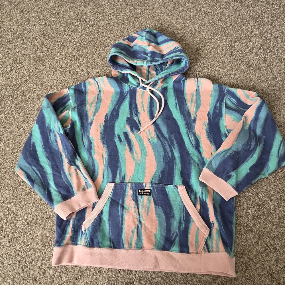 adidas originals R.Y.V. Marbled Paint Pastel AOP Hoodie Sweatshirt Men's‎ Small
